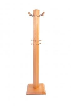 Garderobenständer aus Holz - Buche natur lackiert mit Edelstahl-Haken